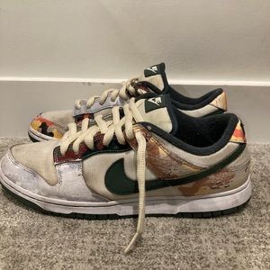 Size 10.5 - Nike Dunk Low SE Sail Multi-Camo WITHOUT BOX USED
